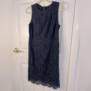 Timeless Navy Blue Banana Republic Lace Sleeveless  Sheath Dress